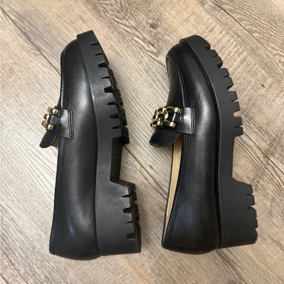 ANTONIO MELANI Black Loafers with Gold Chain Detail - Picture 4 of 4